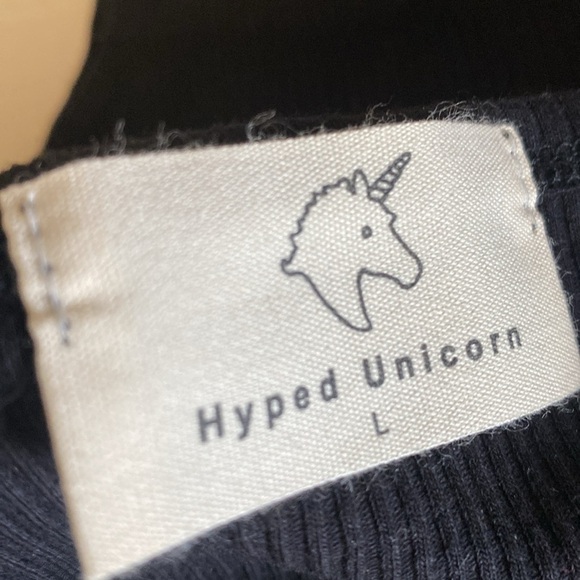 Hyped Unicorn Ribbed Bodysuit 4 Button Front Closure Black Size Women La…Gothic - Picture 5 of 7